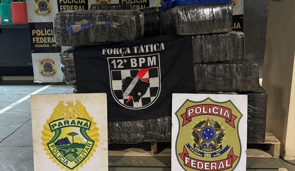 Forças de segurança apreendem 440 kg de maconha no Rio Paraná, em Icaraíma